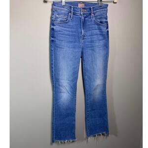 MOTHER The Insider Crop Step Fray Jeans Out of the Blue Wash Size 24 Made in USA